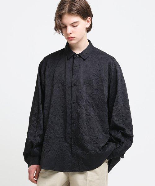 링클 크리즈 오버 셔츠 (블랙)