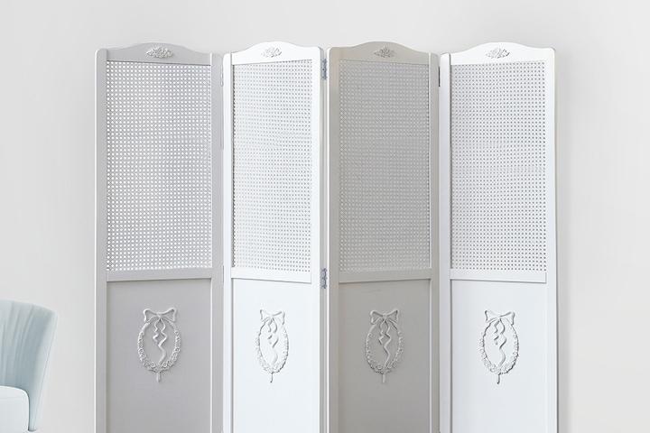 퀸앤 화이트 라탄 인테리어 가벽 원목 칸막이 3단 4단파티션