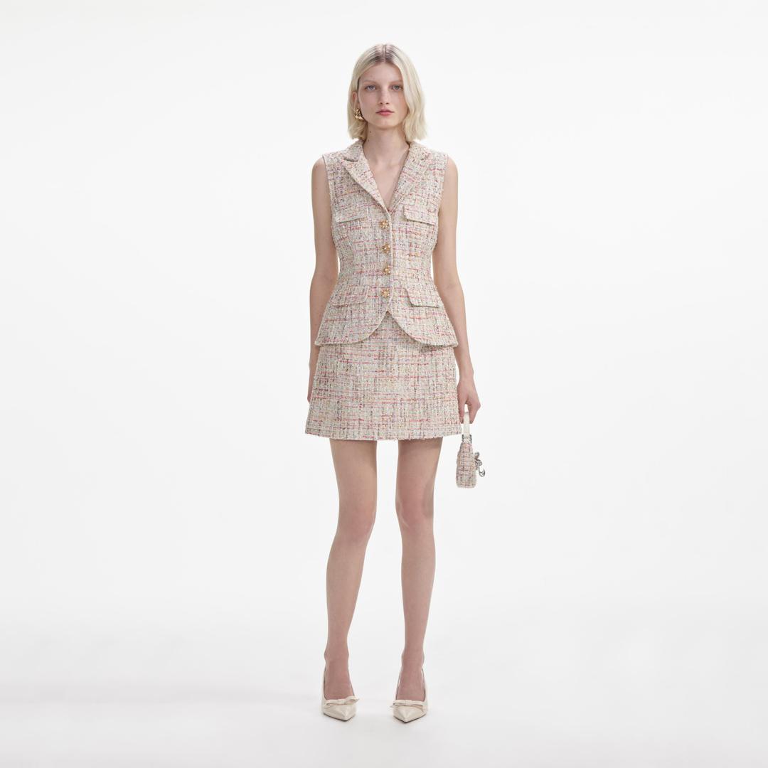 Pastel Boucle Tailored Mini Dress - UK 4