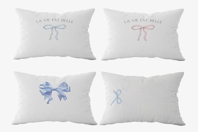 리본 포인트 순면 베개커버