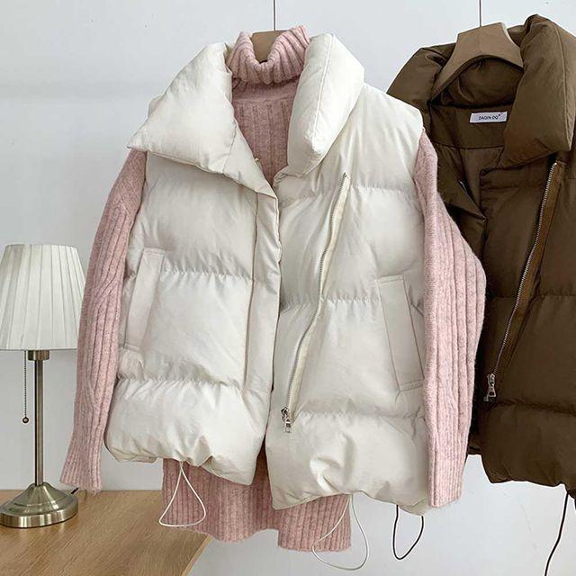 앤타조끼패딩 기본핏 무지 데일리 하이넥 베이직 패딩 조끼 점퍼