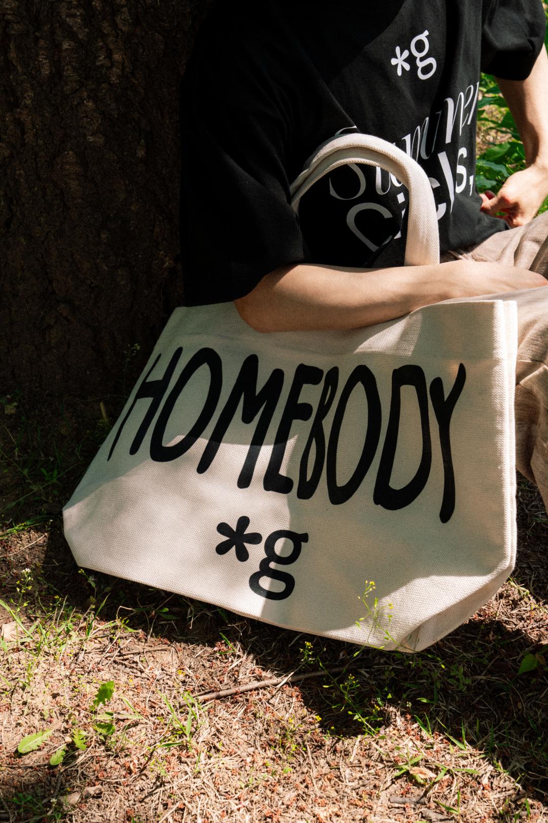 'HOMEBODY\' LOGO BIG TOTE BAG (NATURAL)