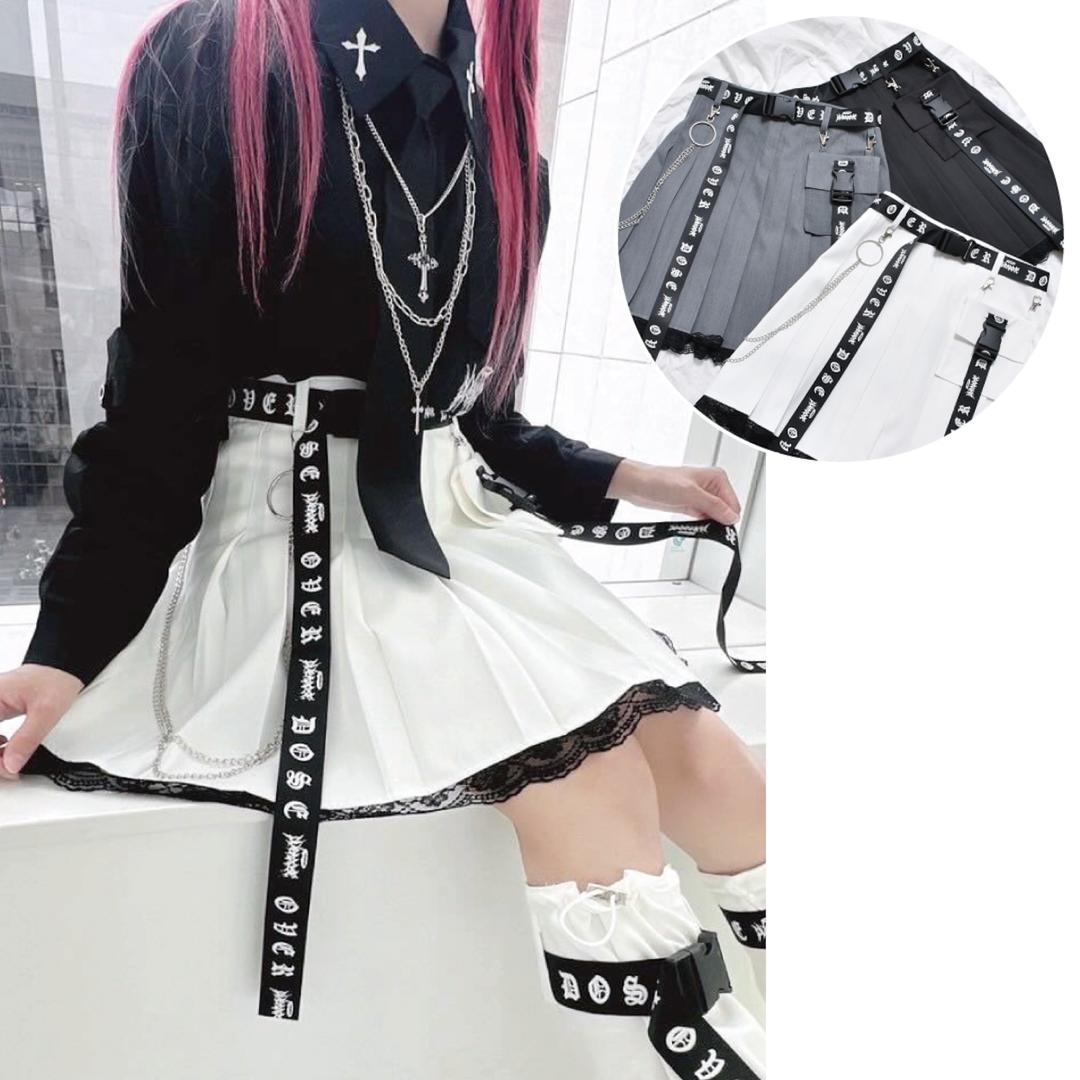 【7/3新着】サブカル刺繍 ベルトレースプリーツスカート | VOLCAN&APHRODITE