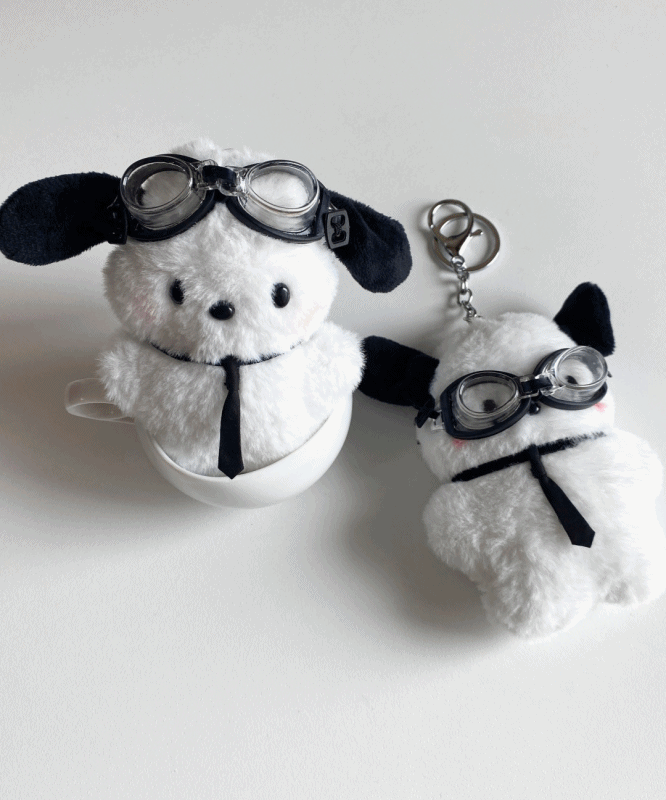 고글쓴 회사원 흰둥이 키링