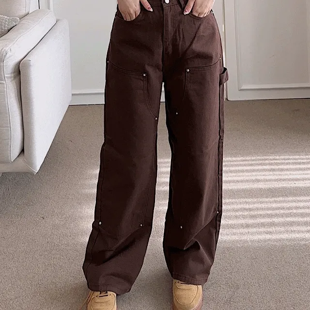 [동일상품최저가] y2k 리벳 카펜터 코튼 와이드 팬츠 *3color/국내제작