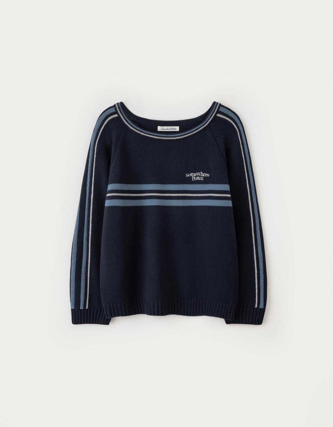 [Release] 12.10 출고 Line Small Logo Stripe Knit - Navy