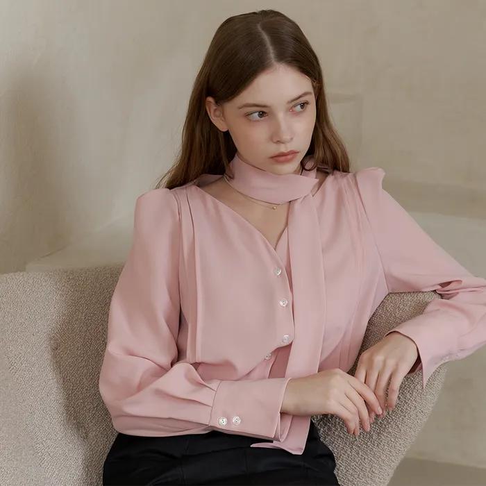 Autumn Nostalgia Scarf Blouse(4color)