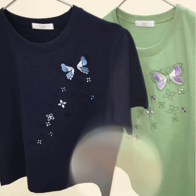 [🦋빈티지/나비자수] - 버터플라이 세미크롭티 (3color)