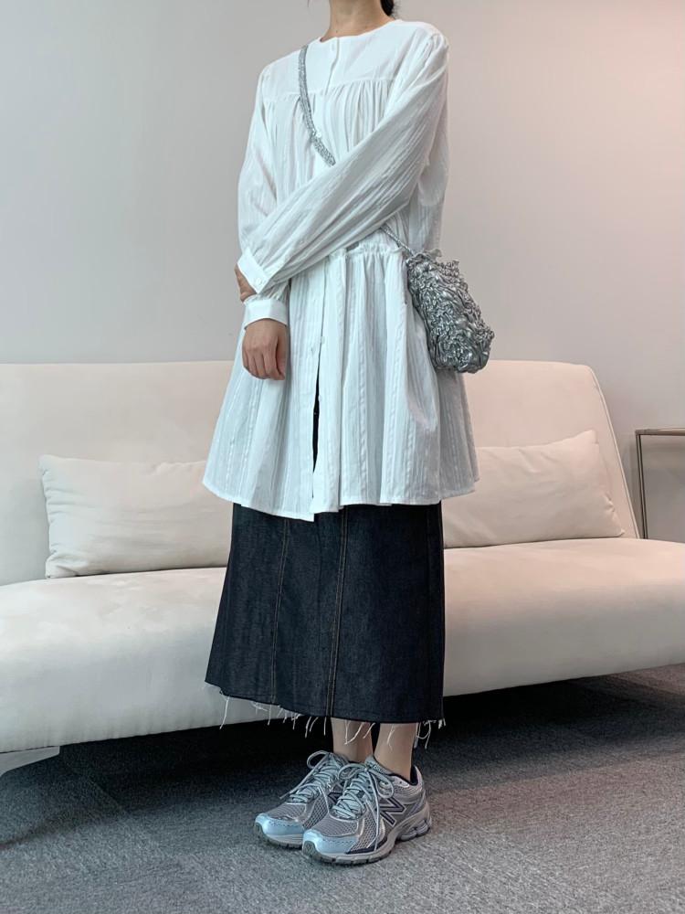 프릴 레이어드 미디 원피스 ( 2colors )