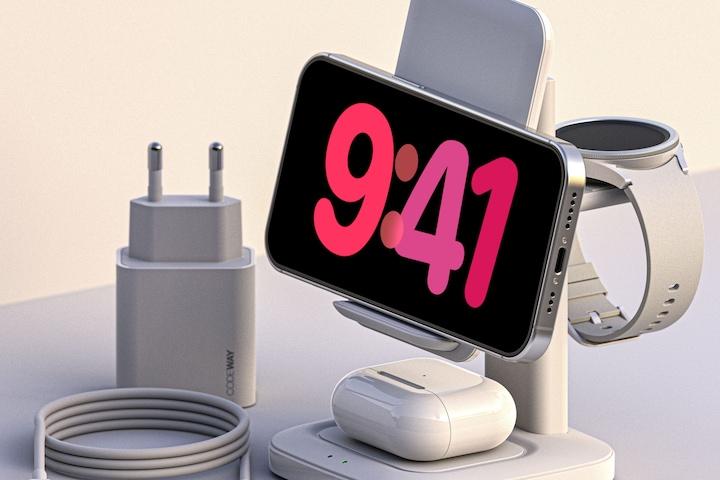 23W 고속 3in1 맥세이프 무선충전기 거치대 애플 워치/갤럭시 워치 호환  충전기 포함