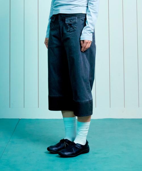 (w) TCM mini pocket capri pants (charcoal)