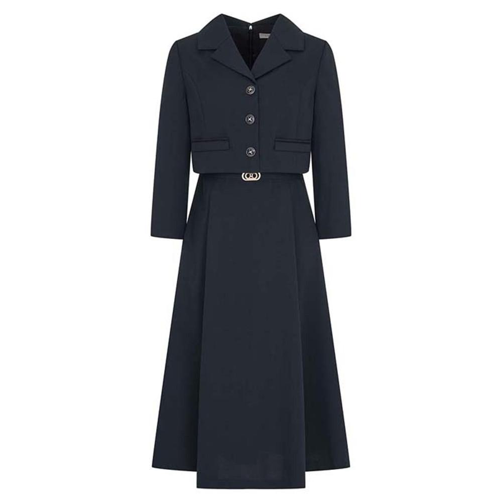 [라인어디션]플레어 벨티드 카라 원피스 NWOPNI0900