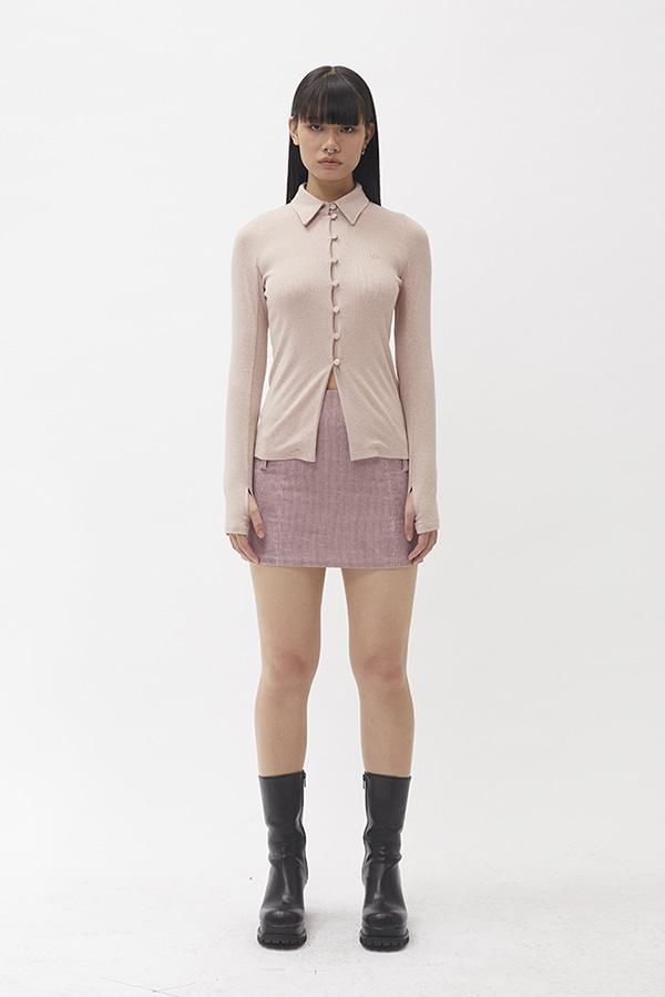 BUTTON-UP COTTON CARDIGAN - PINK