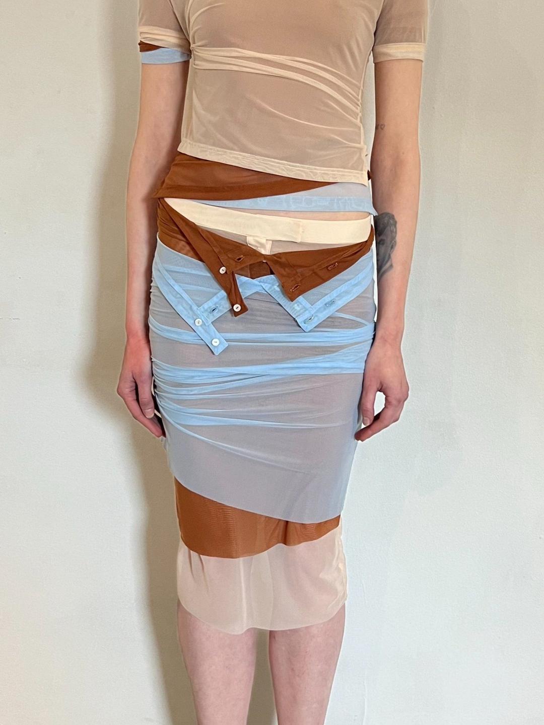 Mesh Triple Polo Midi Skirt - XS