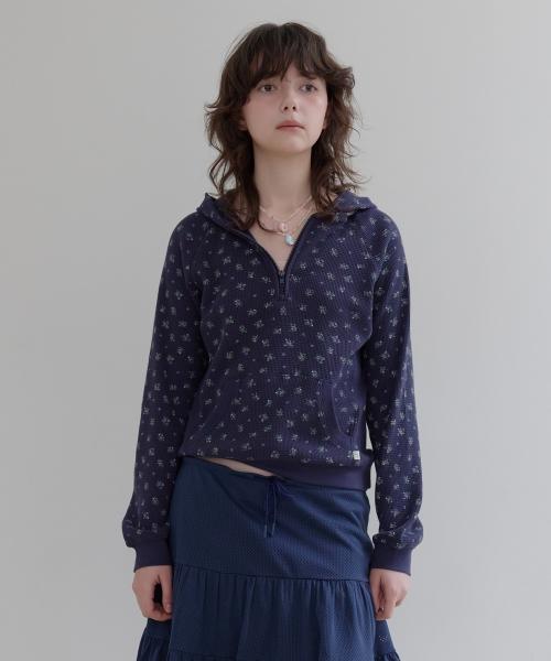 Bloom Waffle Half-Zip (Navy)