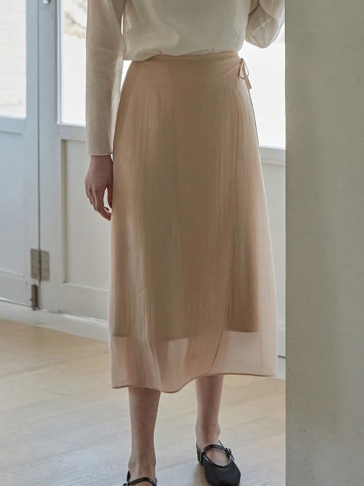 Sheer wrap skirt - Peach beige