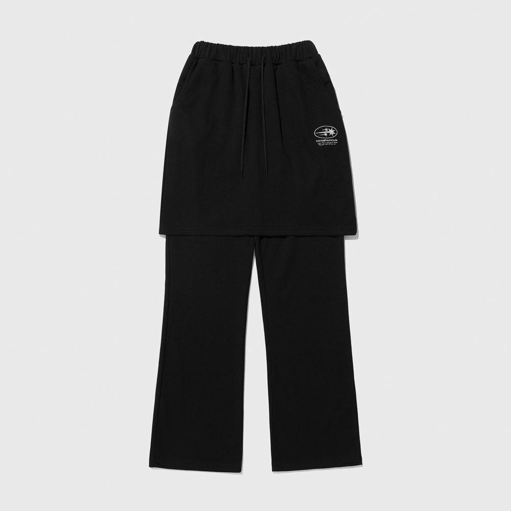 로고 스웻 레이어드 팬츠_블랙(NG2CFUPA91A)