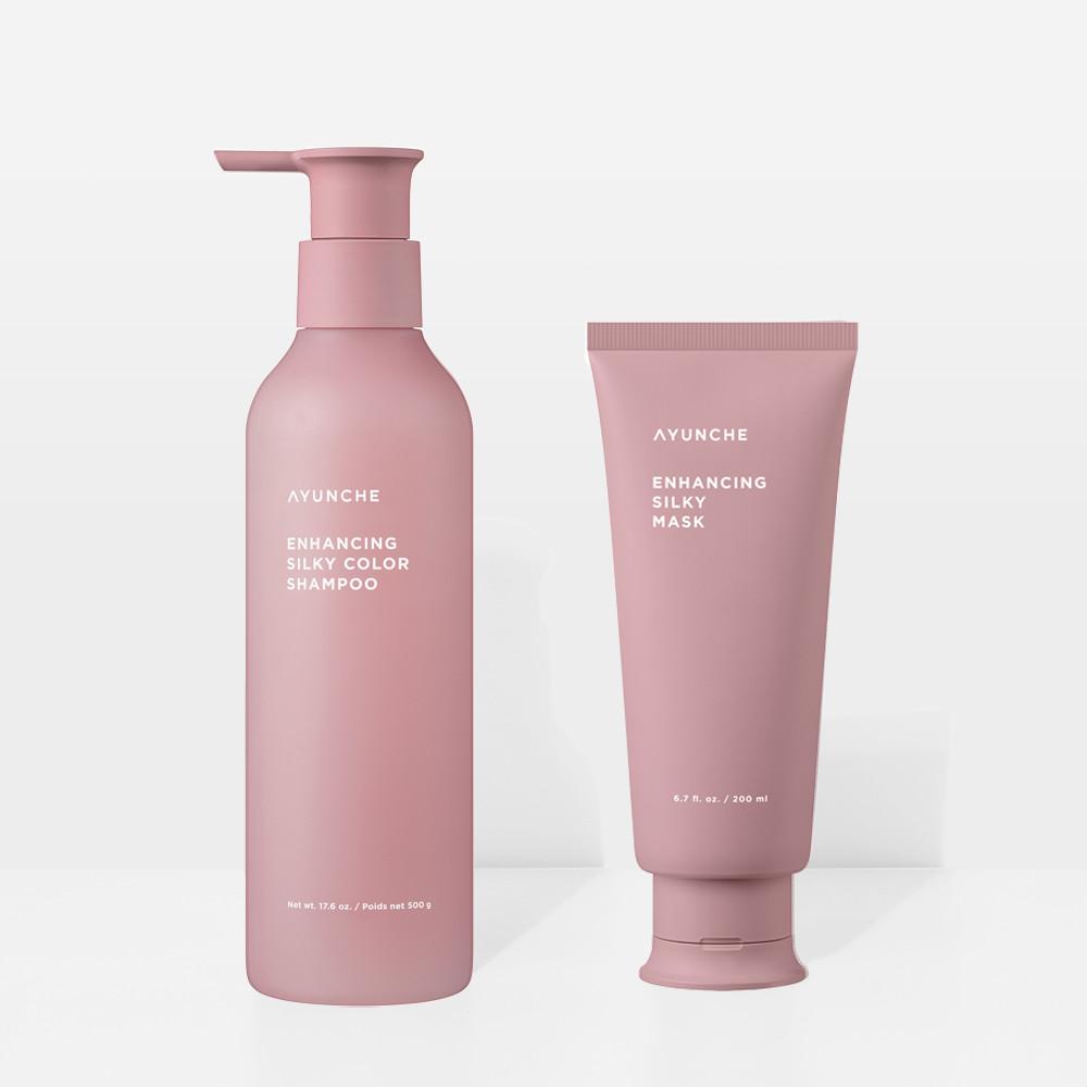 [대용량] 아윤채 인핸싱 실키 컬러케어 2종 세트 (샴푸 500g + 마스크 200ml)
