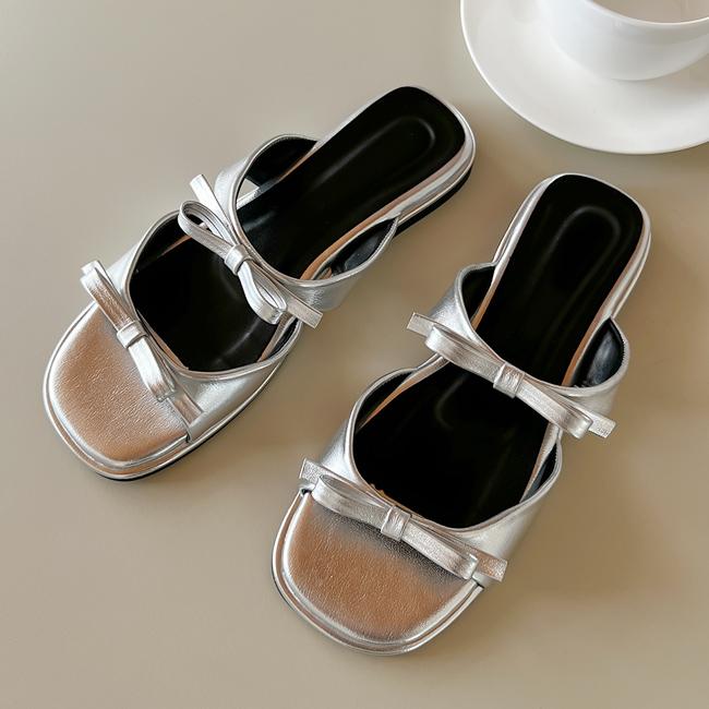 투유 리본 스트랩 낮은굽 슬리퍼 (2cm)