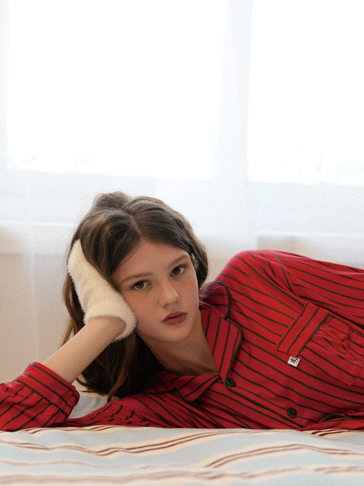 [uni] 홀리데이 피치기모 긴팔 상하의 세트