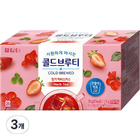 담터 콜드브루티 딸기히비스커스, 1.5g, 20개입, 3개 - 티/전통차 | 쿠팡