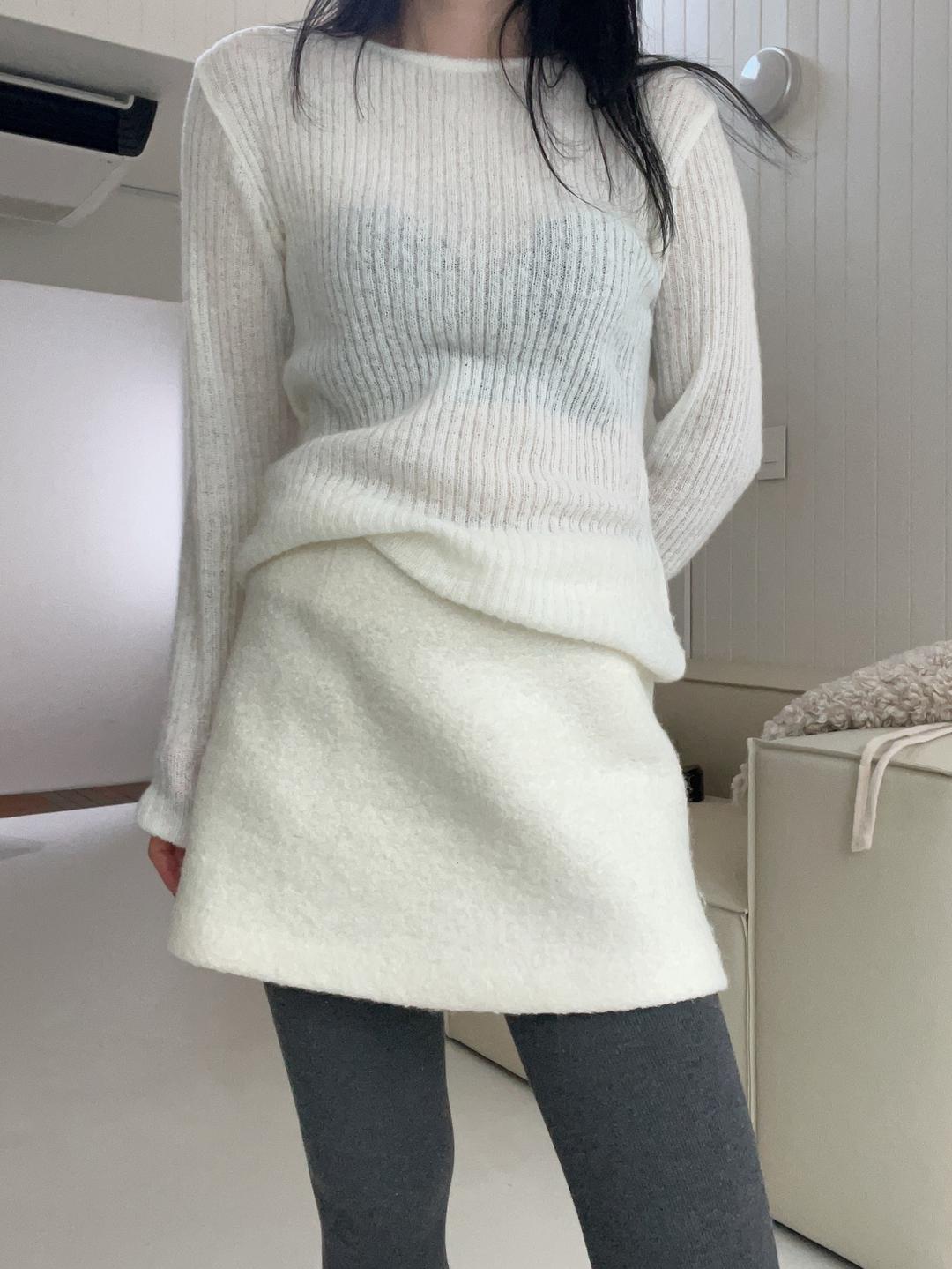 모헤어 라운드 이너 니트 (2color)