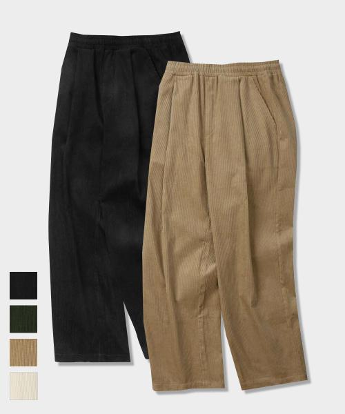 [2PACK] 원턱 와이드 코듀로이 밴딩 팬츠