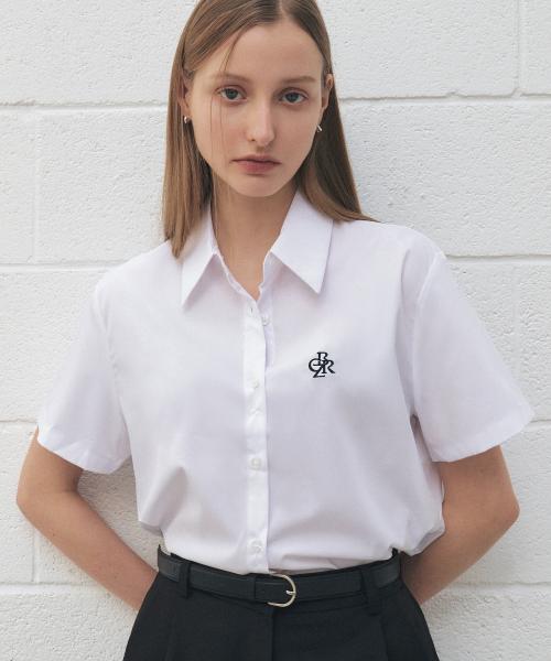 링클 프리 반팔 크롭 셔츠_WHITE