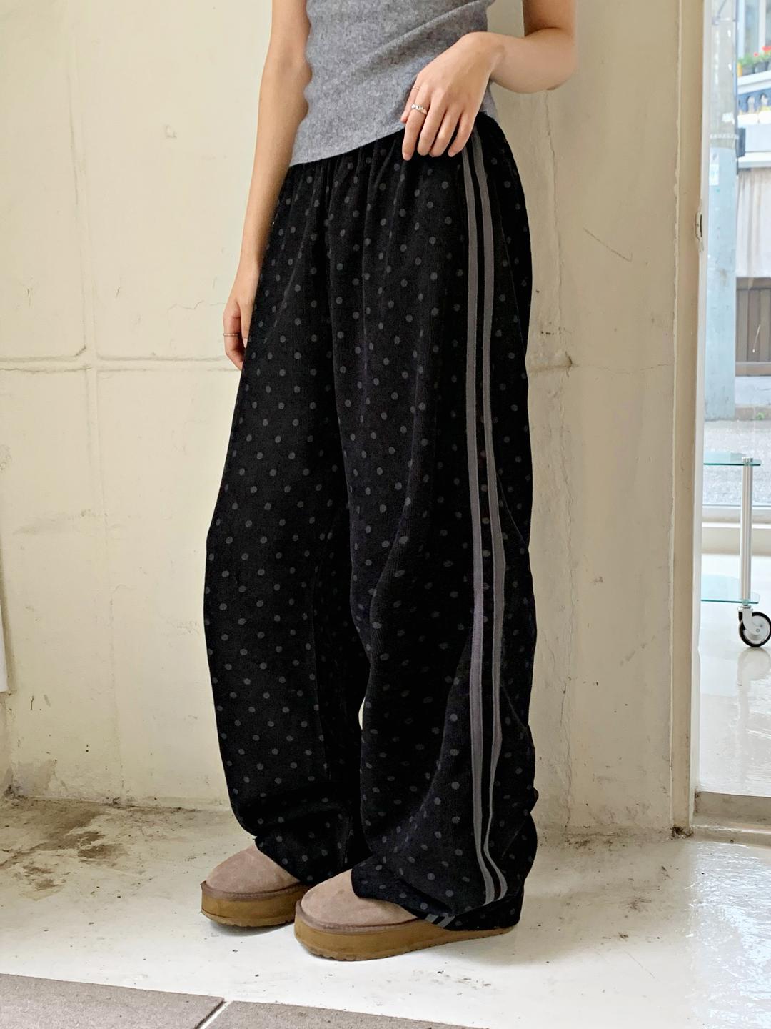 반인찌 ✨주문폭주[땡땡이패턴] 꼬미 도트 라인 코듀로이 와이드 밴딩 팬츠 -3colors