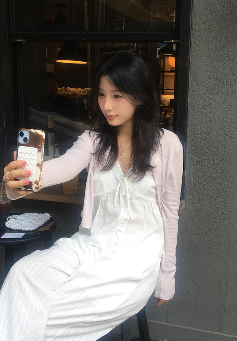 에오브 [살안타템🌀/장마룩🌂] 로어 골지 여름 크롭 가디건 4color