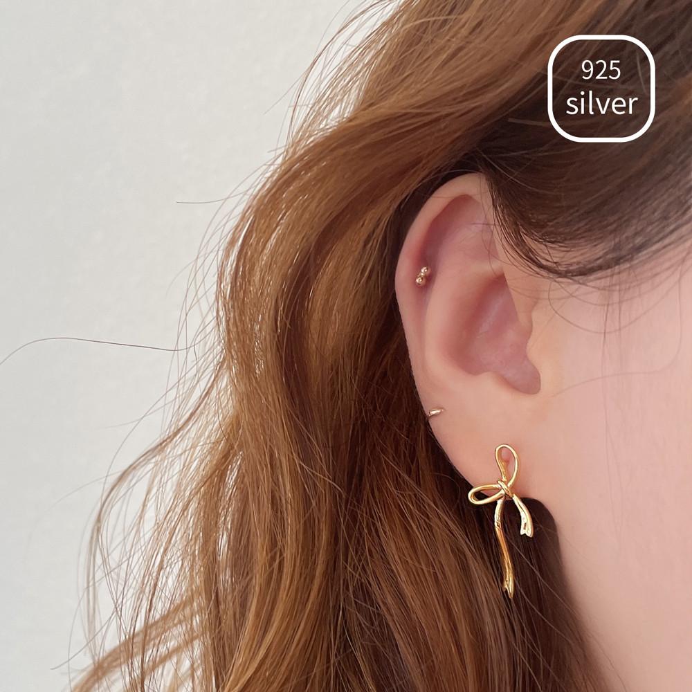 [무배] 925실버 끌로 리본 드롭 귀걸이 / 2color