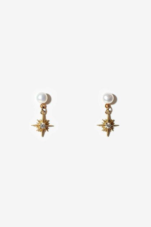 골드별 담수진주 귀걸이 Goldtone Star Pearl Earring