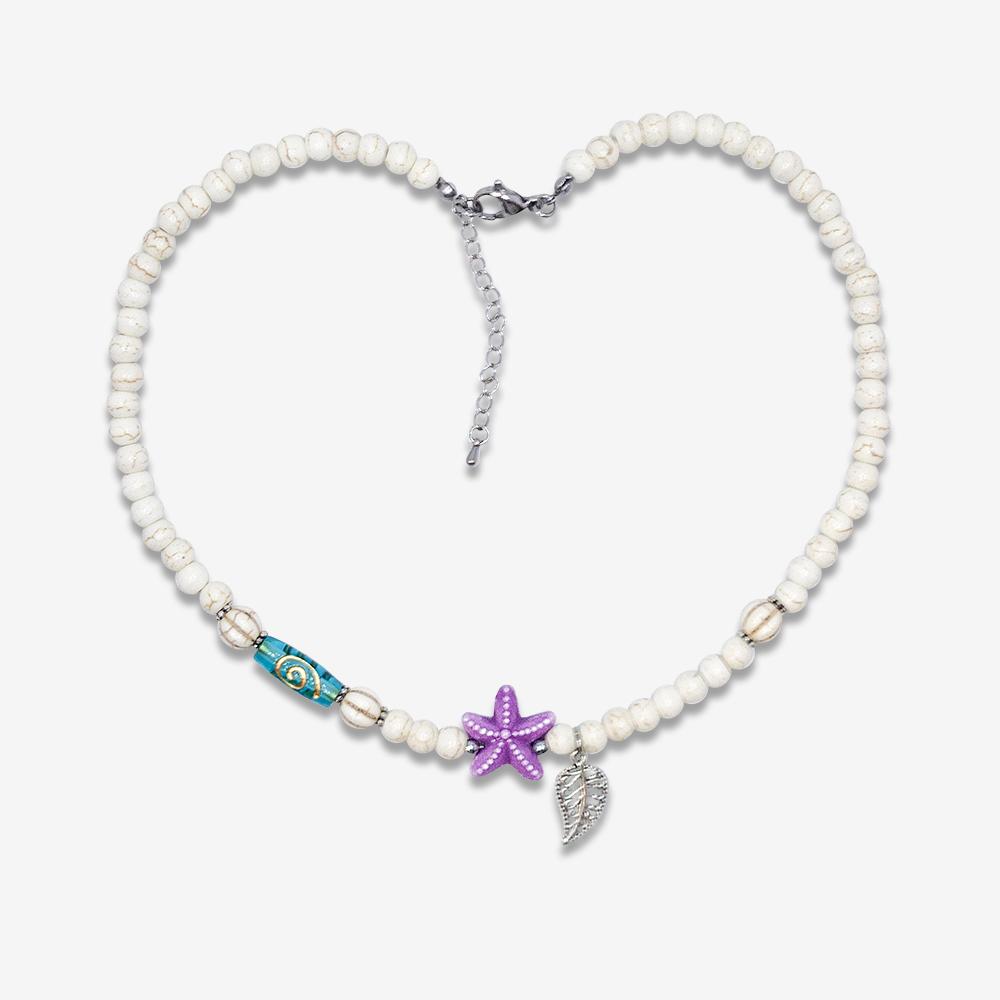 여름 해변 불가사리 우드 비즈 원석 목걸이