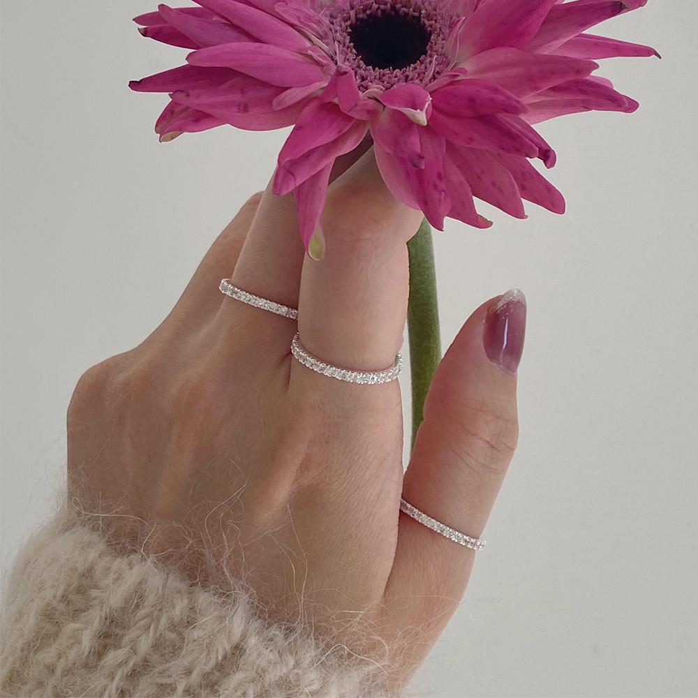 925 실버 2mm 테니스 큐빅 반지