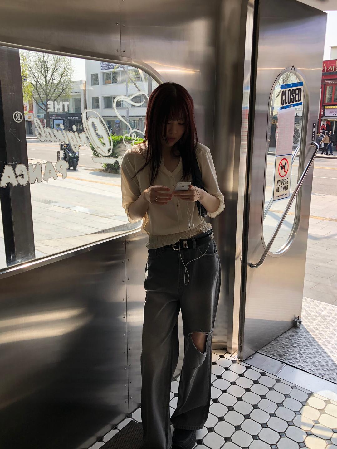 세이지블루 tangerine blouse