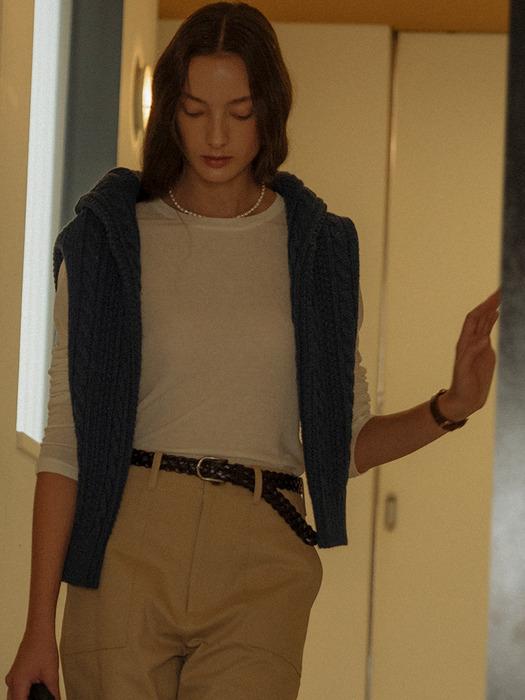 Soft tencel basic layered t-shirt_Ivory