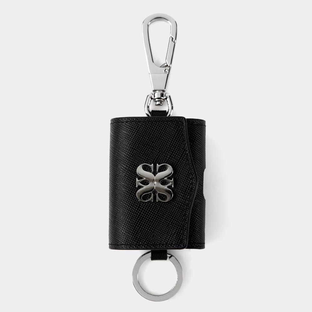 Satur Keyring Leather Airpods case Matt Black