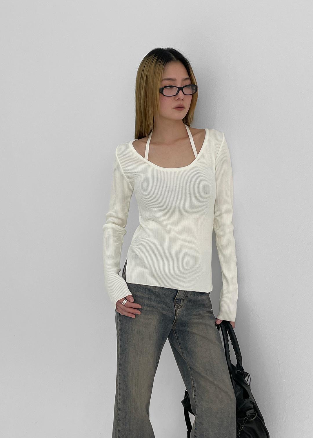 [5천장판매] [MADE] 픽시 여리끈 유넥 니트