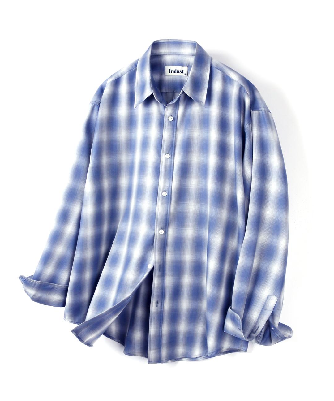 포시즌 옴브레 체크셔츠_블루