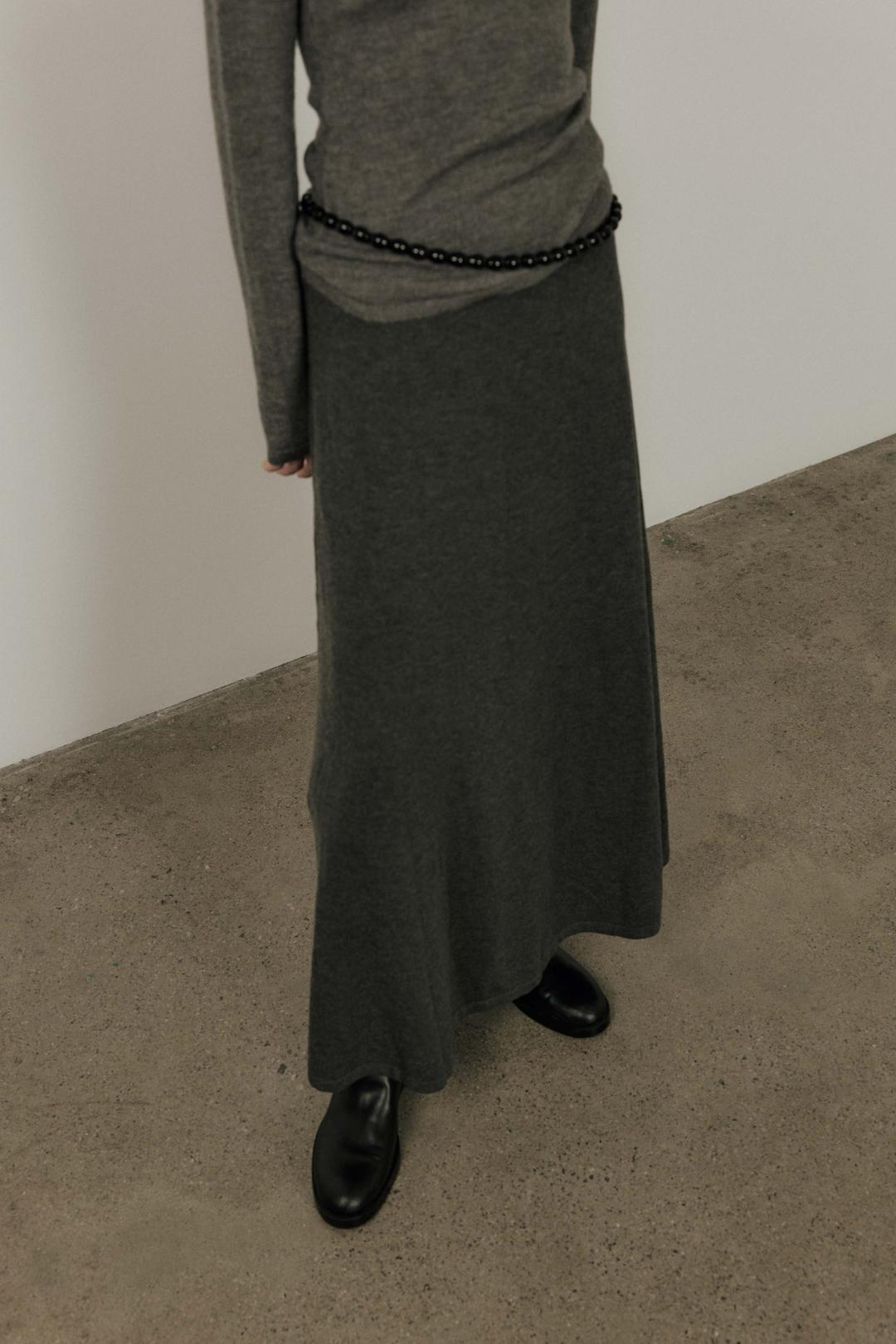 Knit Long Skirt_Charcoal
