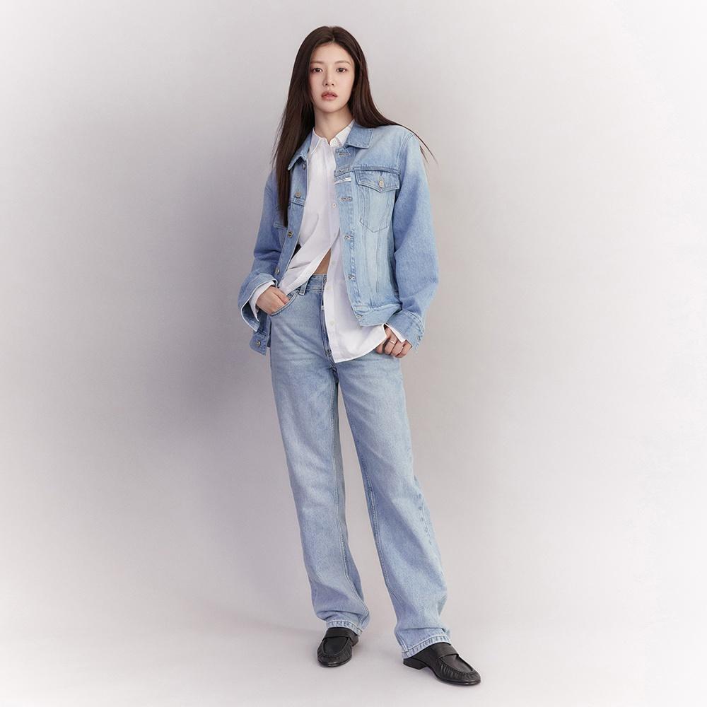 W SLIM STRAIGHT DENIM PANTS light blue