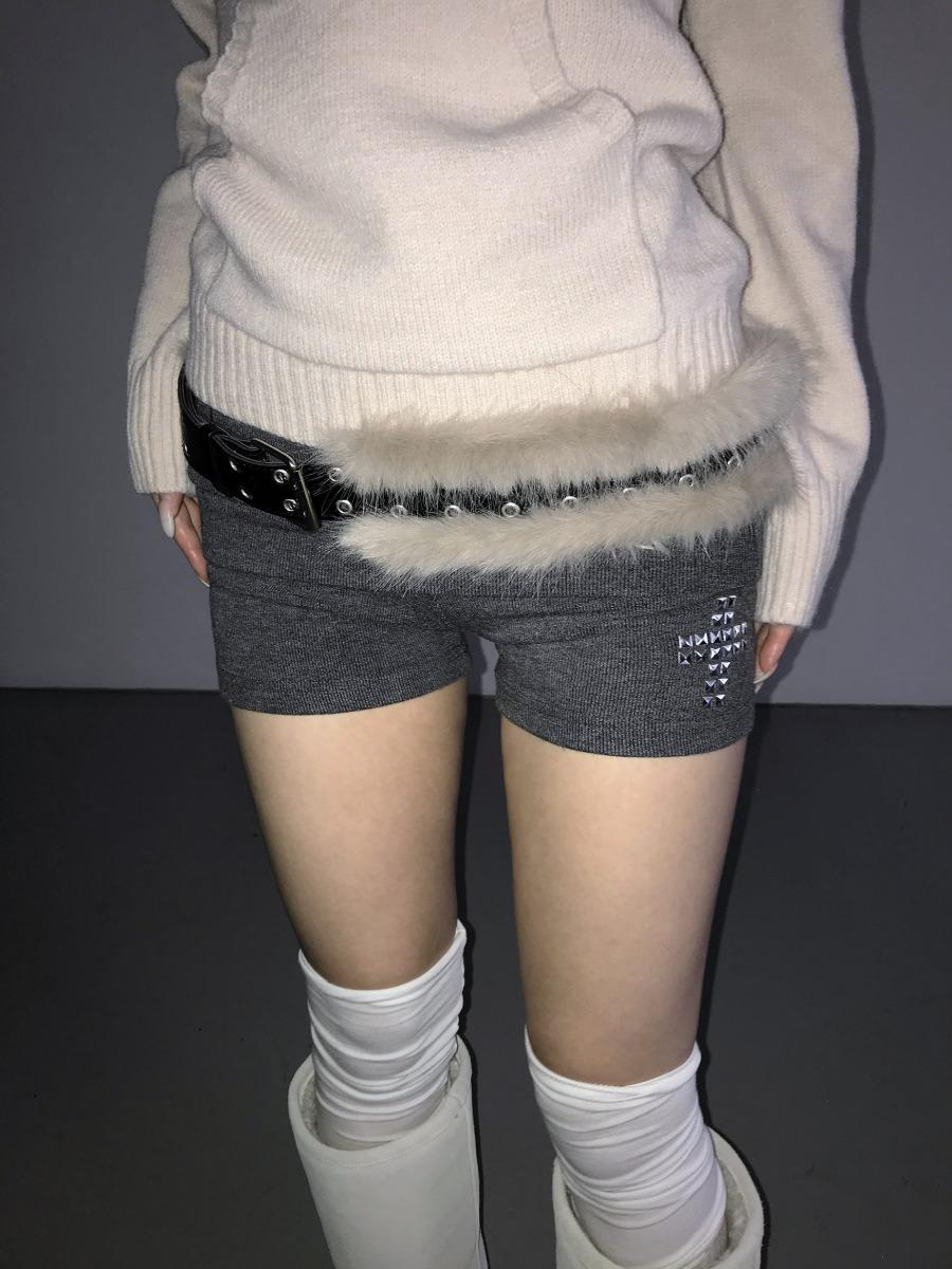 디에어타운 WHITE 바로배송  cottoncandy fur belt(2 color)