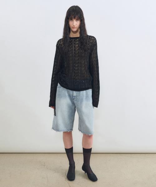 스톤 워시드 버뮤다 데님 BLUE