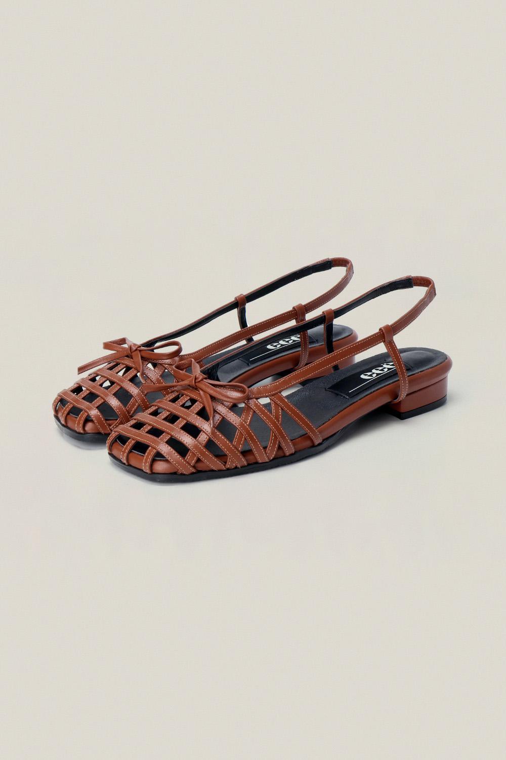 BELEN GRID RIBBON SANDALS
