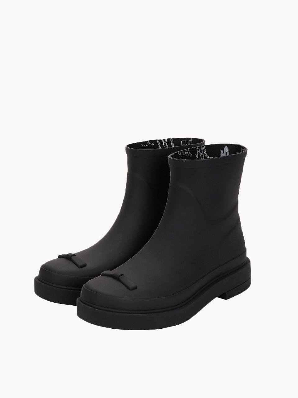RIBBON RUBBER BOOTS SHORT_black