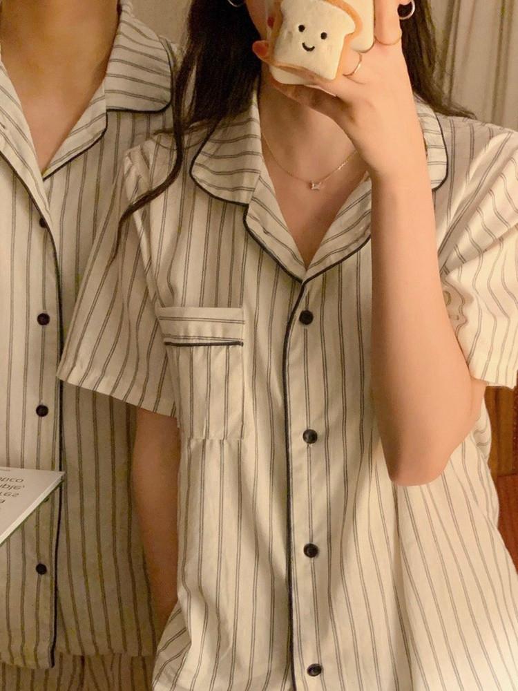 미드나잇 스트라이프 잠옷 세트