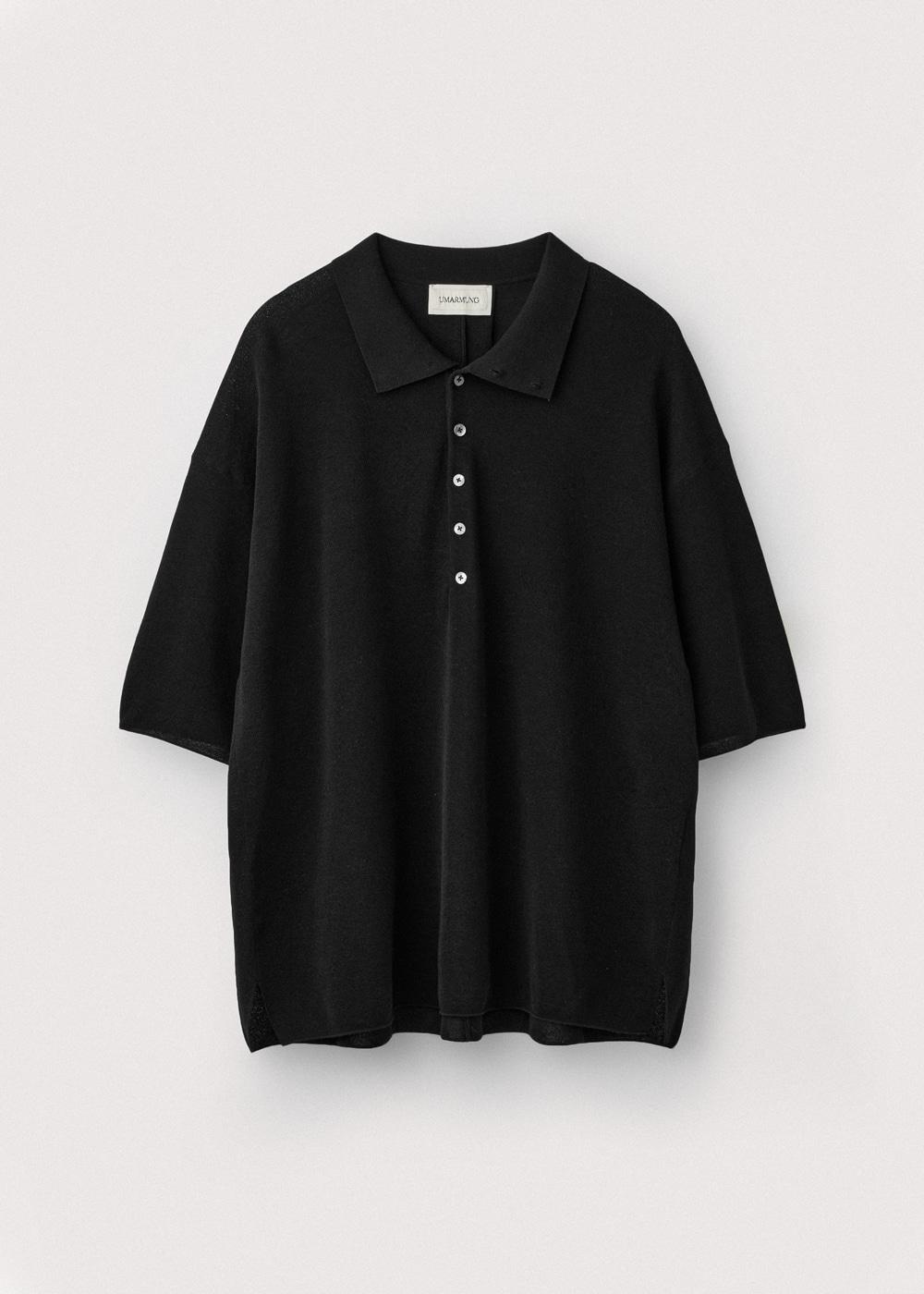 Fine cotton high neck pullover_Black