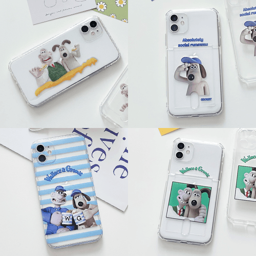 [당일출고] 줄무늬 그로밋 투명 젤리/카드수납 아이폰 갤럭시케이스