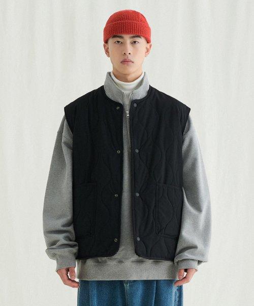 리버서블 쉐르파 플리스 퀼팅 베스트 [블랙/블랙]