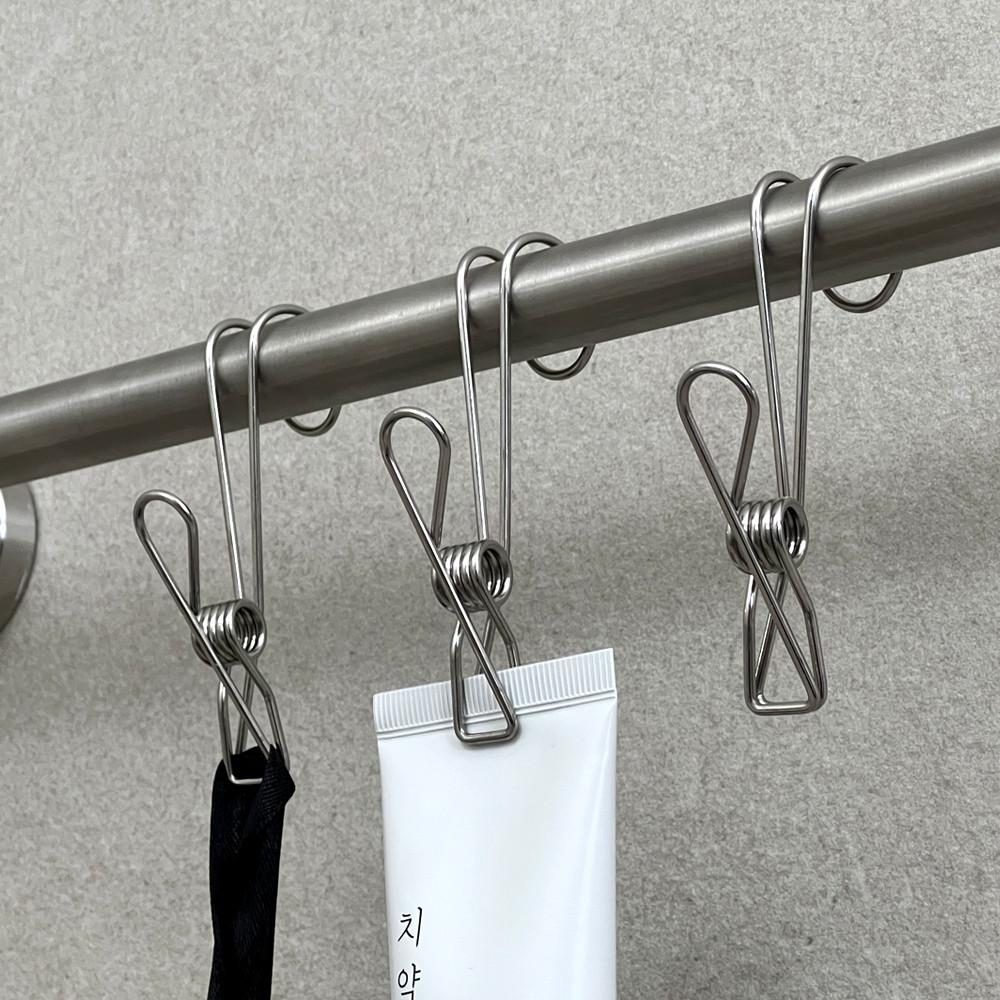 304 스텐 고리 집게 걸이 후크 파티션 싱크대 고무장갑 모자 집게 1pc